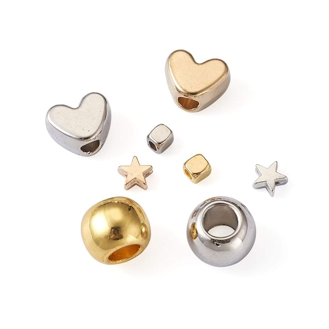 Cheriswelry 200 St Hjarta Stjarna Kub Rondelle Distans Parlor Ccb Plast Stora Hal Losa Parlor Berlocker For Smycken Armband Tillverkning Guld Och Platina Amazon Se Home