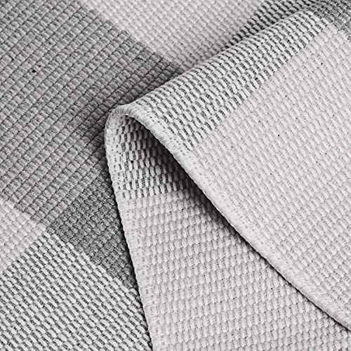 Ailsan Cotton Buffalo Plaid Rug Runner Doormat 2' x 4.3' Farmhouse Gray