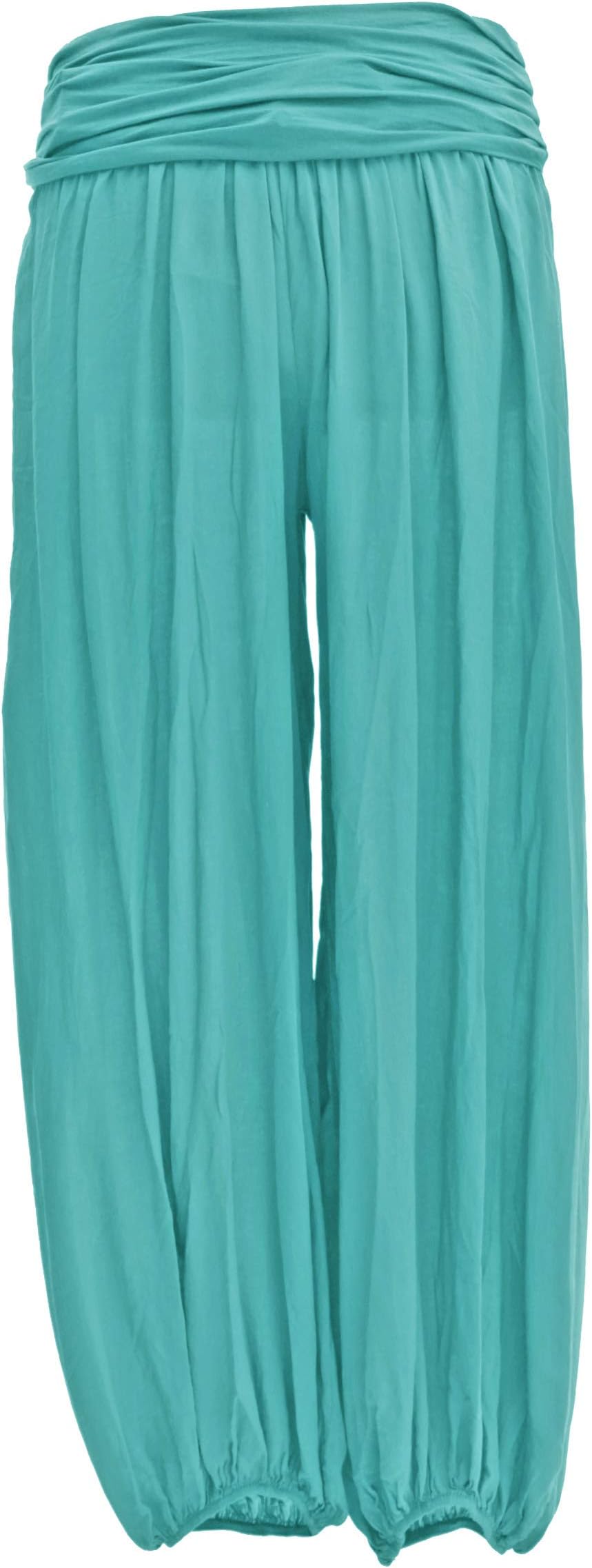 TEXTURE Ladies Women Italian Lagenlook Plain Viscose Boho Harem Ali Baba Trouser Pants Joggers One Size