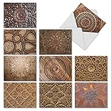 M6459OCB Woodworks: 10 Assorted Blank All-Occasion Note Cards Featuring Beautifully Carved and Intricately Detailed Images of Wooden Treatments, w/White Envelopes.
