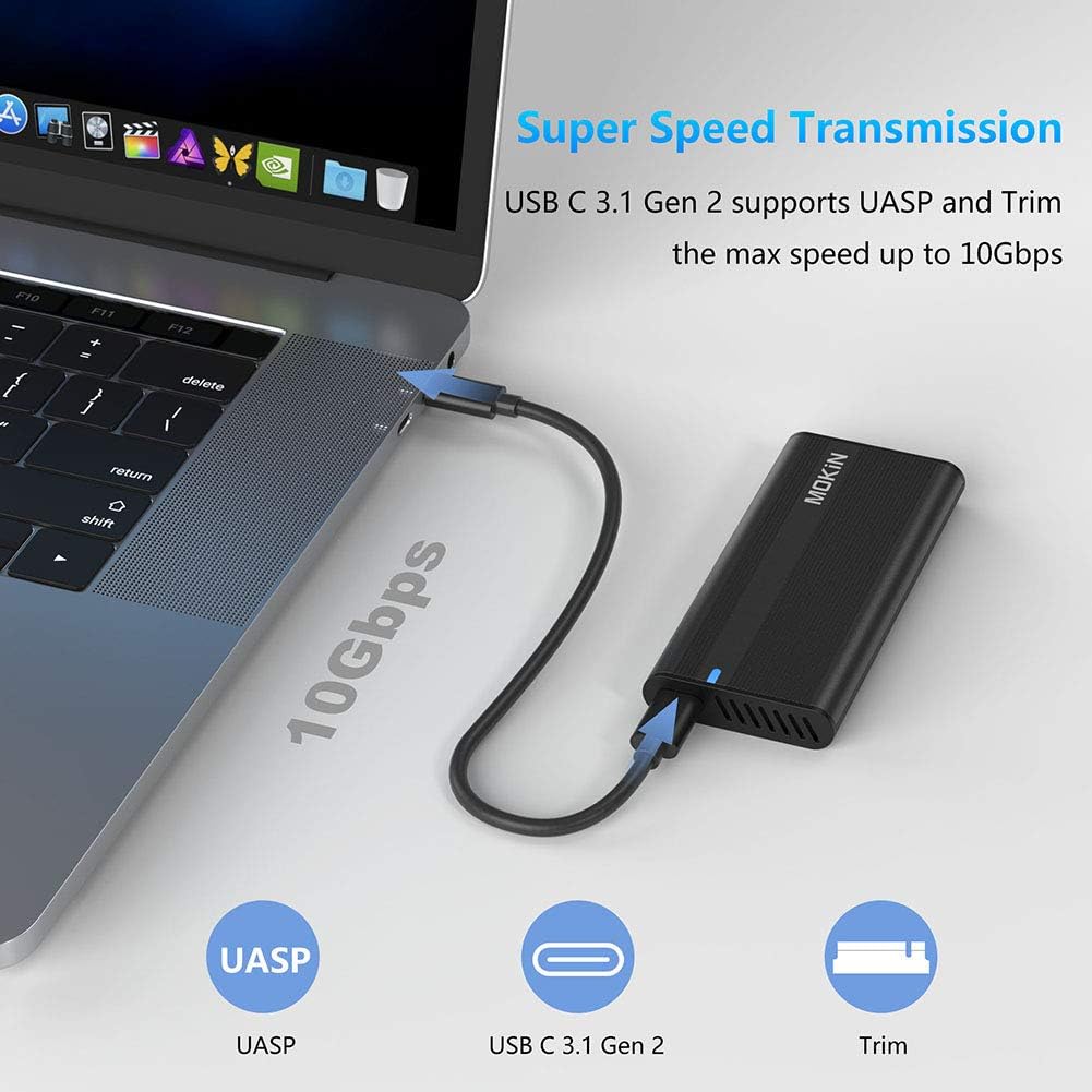 M.2 NVME SSD Enclosure Adapter Tool-Free, USB C 3.1 Gen 2 10Gbps to NVME PCIe M-Key(B+M Key) Thunderbolt 3 Solid State Drive External Enclosure Support UASP Trim for SSD Size 2242/2260/2280: Computers & Accessories