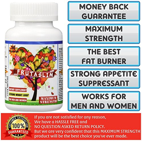 FRUTASLIM MAXIMUM STRENGTH 36 Slimming Capsules 60 Days Money Back Guarantee! Really Works. FAT BURNER + APPETITE SUPPRESSANT. FRUTASLIM MAXIMUM STRENGTH 36 Slimming Capsules 60 Days Money Back Guarantee! Really Works. FAT BURNER + APPETITE SUPPRESSANT.