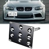 Drill-Free Front Tow Hook License Plate Frame for BMW E82 E88 128i 135i 1M E39 E90 E91 E92 E93 328i 335i M3 X5 X6 Relocator Holder Front Bumper Frame (E Chassis)