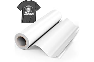 Hisiu White Heat Transfer Vinyl, 12" x 25ft White HTV Vinyl Roll, Easy Weed White Flex Iron on Vinyl Compatible with Cricut and All Cutting Machine, HTV White Stretch Vinyl Easy to Cut, Weed, Transfer