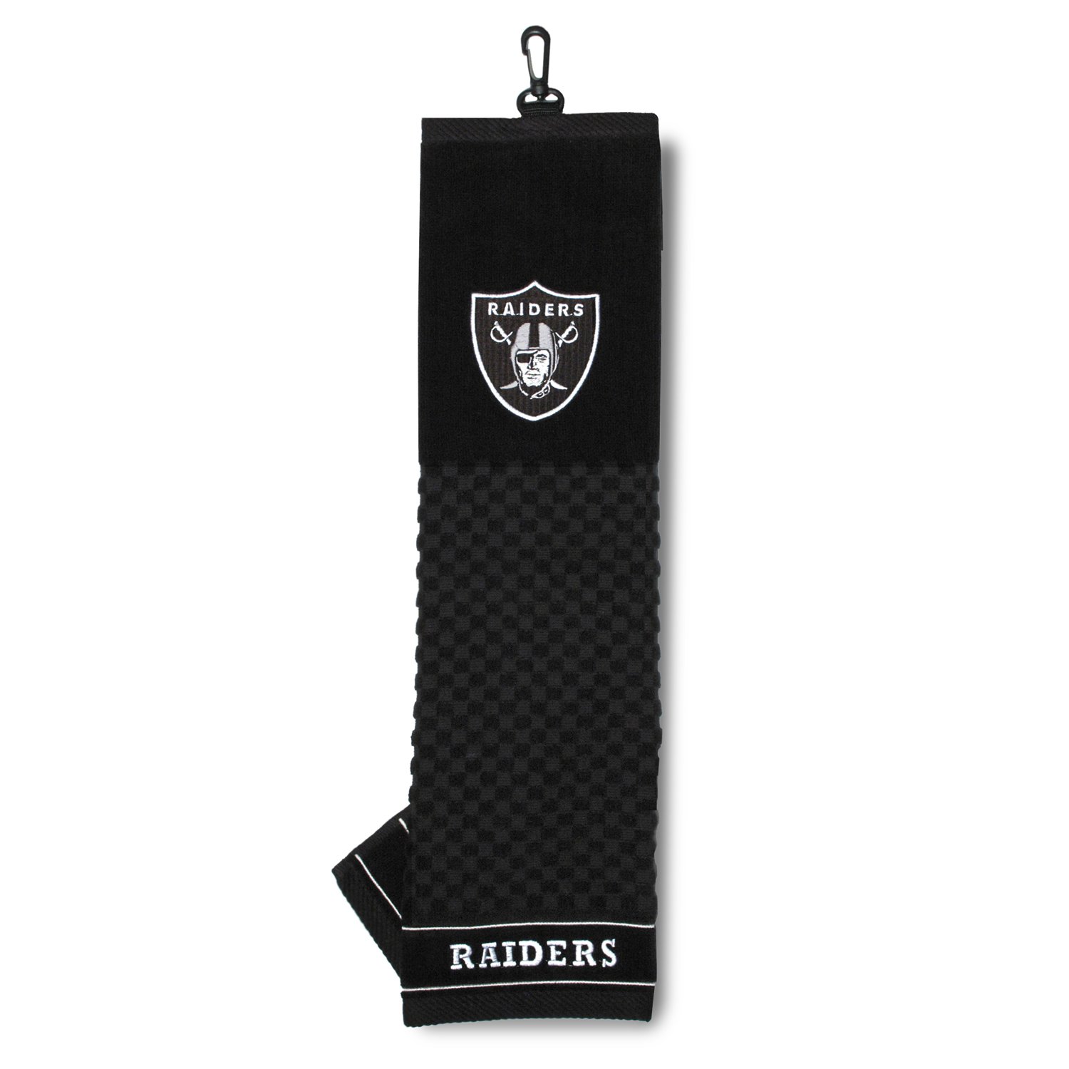 Team Golf NFL Las Vegas Raiders Embroidered Golf Towel Embroidered Golf Towel, Checkered Scrubber Design, Embroidered Logo