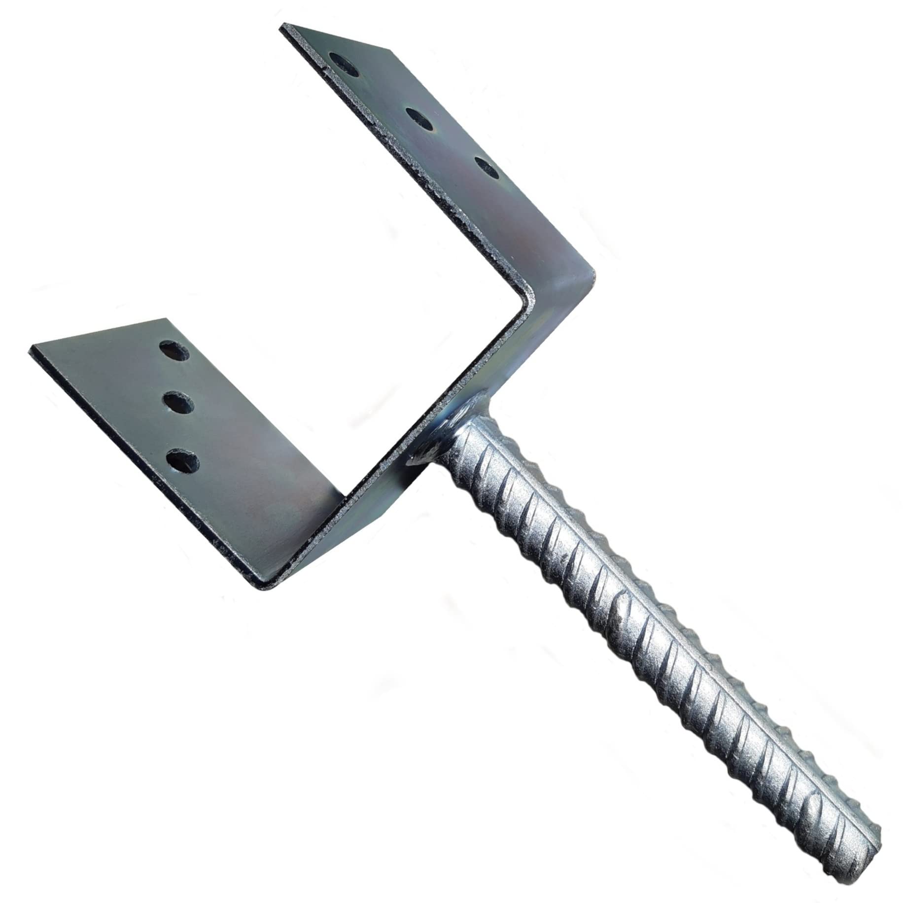 Fence Post Support U Type Shaped Galvanised Concrete in U Heavy Duty Anchor Riffler Tool Steel 4mm Thick (120mm - 4.7 Inch)