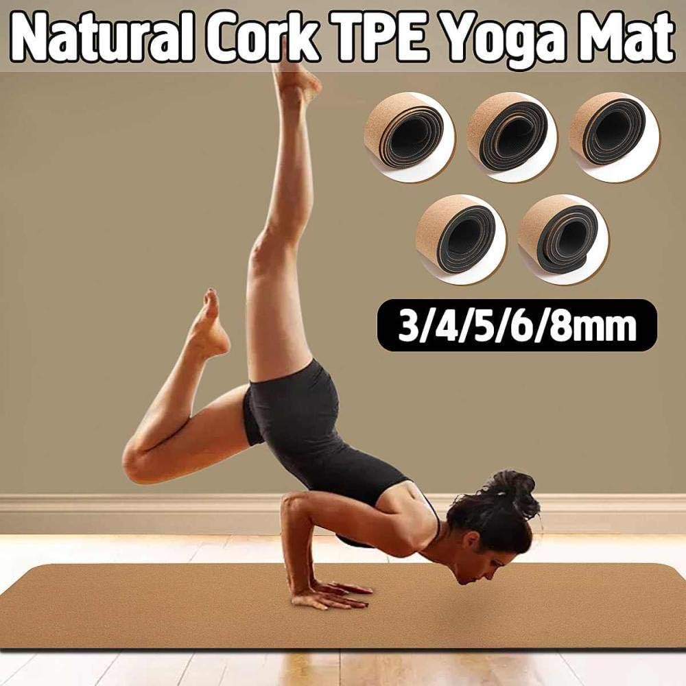 XYZU Yoga Mat 1830X610 * 3/4/5/6/8 Mm Natural Cork Tpe Yoga Mat Non-Slip Fitness Gymnastics Sports Mat Pilates Mat