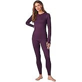 Cuddl Duds Womens Heavyweight Cold Weather Fleece Lined Thermal Set – Long Sleeve Top & Leggings - Winter Lounge Sets