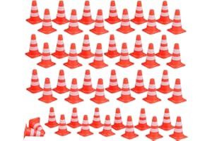 Jindizi 50pcs Mini Traffic Cones for Training & Sand Table, Small Road Safety Cones, Construction Barricades, Miniature Road 