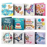 hullonguuo 12pcs Diamond Painting Greeting Card Kits, Special Shape Embroidery for Birthday