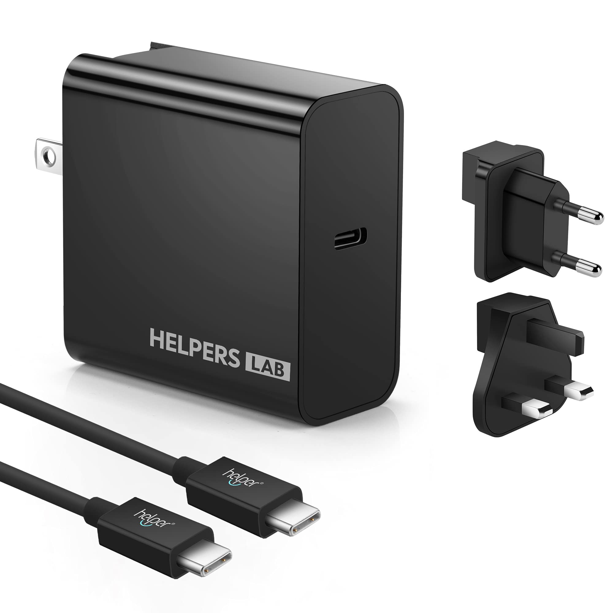 Helpers Lab Super Fast Charger 45W USB C Compatible for Galaxy Ultra Note 10 Plus (PPS) For MacBook, Surface, iPad Pro, iPhone, Dell XPS 10 & more PD & QC 3.0 Fast Charging