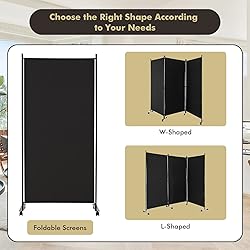 Giantex 3 Panel Room Divider with Wheels, 103''W x