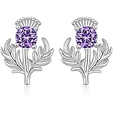 Sterling Silver Scottish Thistle/Daisy/Rose/Sunflower/Lotus/Dandelion Stud Earrings Flower Jewelry Gifts for Women