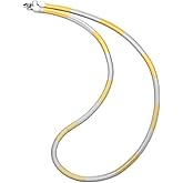 COOLSTEELANDBEYOND 6mm 24inches Stainless Steel Flat Herringbone Chain Necklace for Men Women, Silver Gold Two-tone