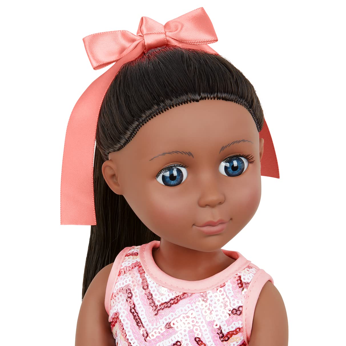 Glitter Girls – 14-Inch Doll Clothes – Sequined Party Dress – Pink High – Tops & Star Purse – Elastic Hair Bow – 3+ Years– Starlight Delight