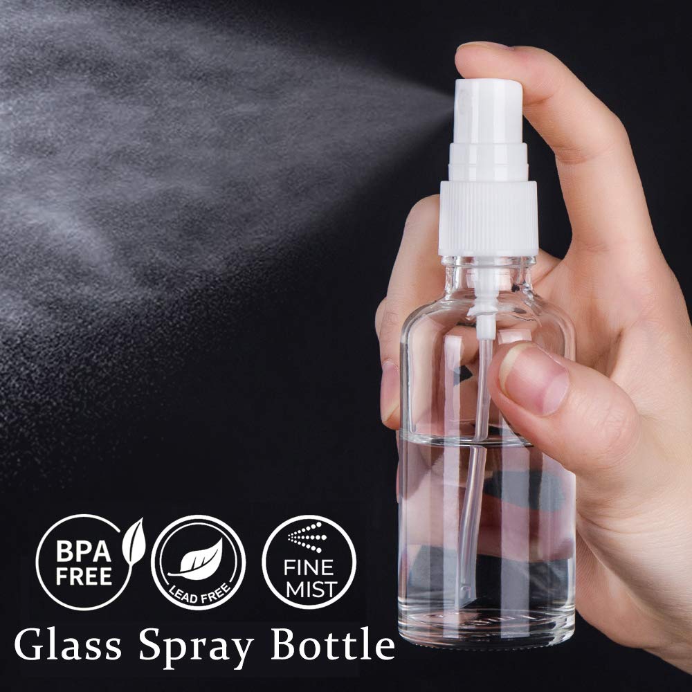 2oz Clear Glass Spray Bottles for Essential Oils, Small Spray Bottle with Plastic Sprayer - Set of 3 : Beauty