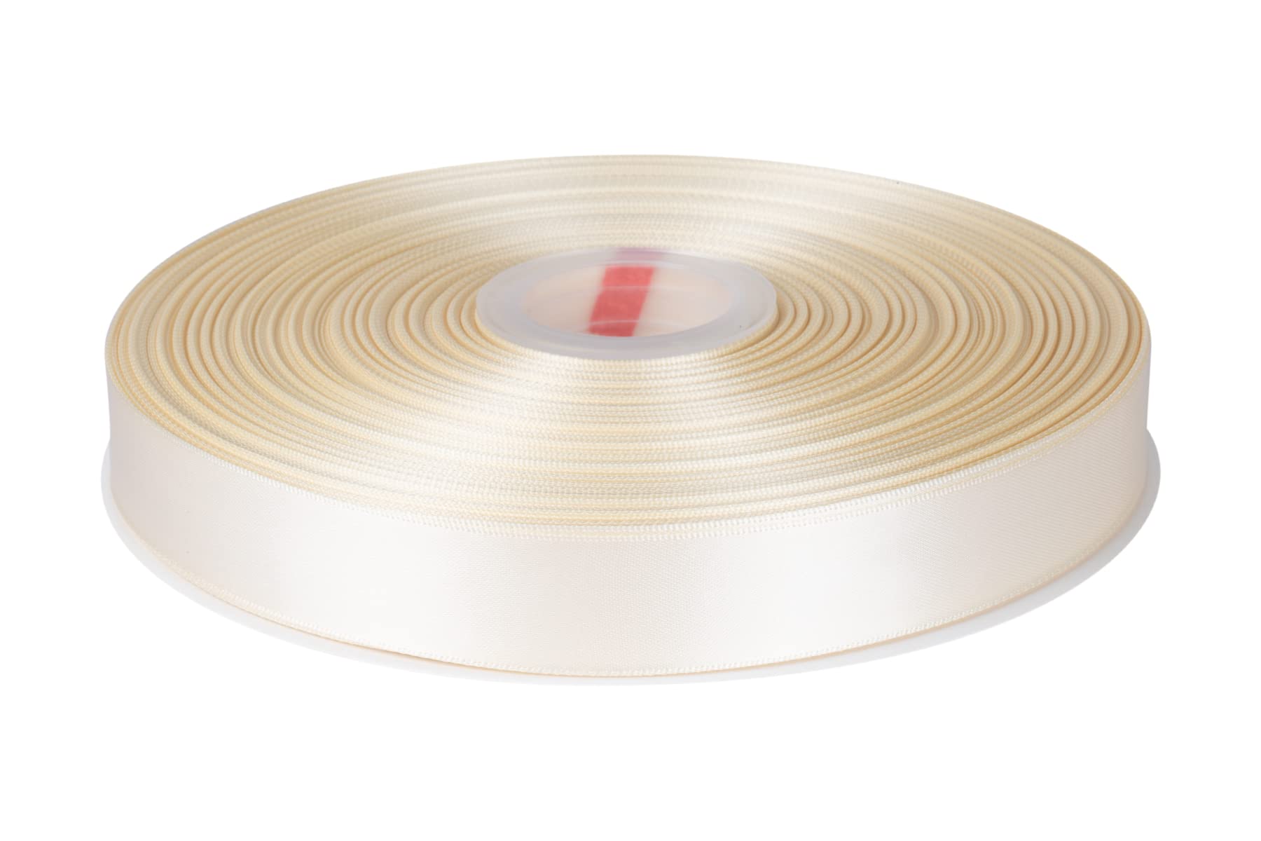 Fondersy 22mmX 91M Double Faced Satin Ribbon Ivory Polyester Ribbon for Gift Wrapping Wedding Decoration Floral Arrangement Crafts — image 1