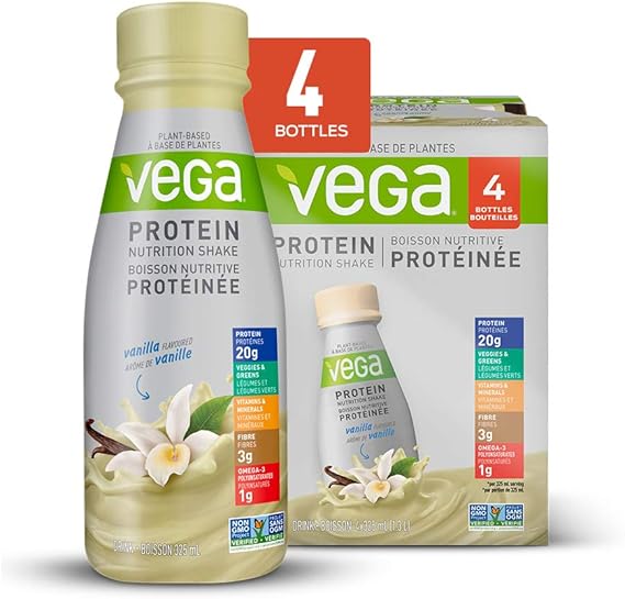 Vega Protein Nutrition Shake Vanilla (Pack of 4, 325ml Bottles) Ready