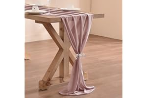 Socomi 10ft Dusty Rose Chiffon Table Runner 29x120 Inches Wedding Runner Sheer Thanksgiving Christmas Bridal Shower Decorations
