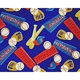 Pico Textiles Baseball Equipments Royal Blue Fleece Fabric - Sold by The Yard & Bolt - Multi Collection - Style# PT518 - $$ B