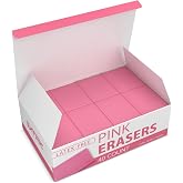 Pink Erasers, 40 Count, Latex Free Eraser for Kids, Square Eraser, Erasers Bulk for School Supplies, Art, and Office Use