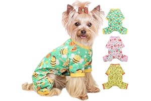 YIKEYO Dog Pajamas Medium Sized Dog, Cotton Stretchable Pet Dog Pajamas Jammies Pajamas for Dogs Medium Female Male, Spring Summer Doggie Pjs Doggy Pajamas for Medium Dogs (Bee Green, M)