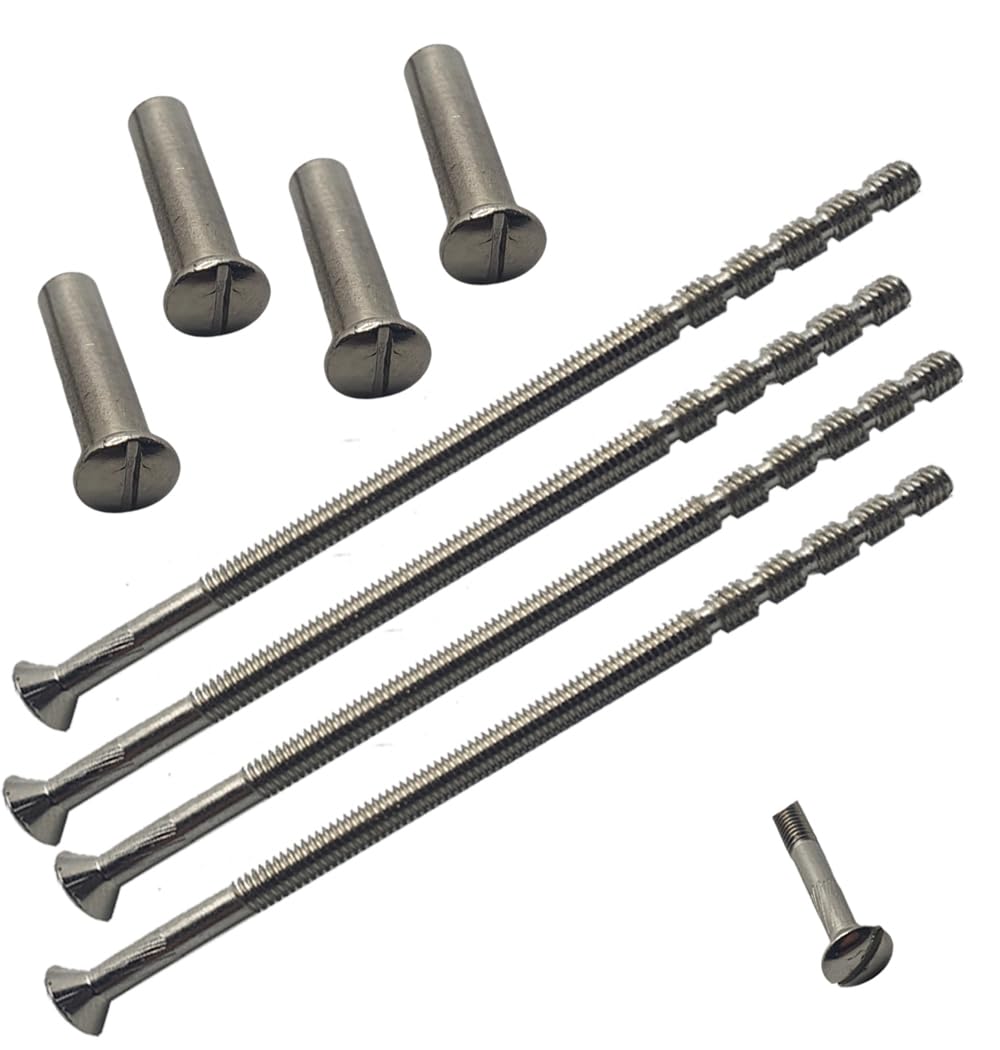 M4 x 90mm Slotted Door Handle Screws Chrome with Bolt Connecting Sleeve Male to Female for Door Handle, Knobs Escutcheons and Others (Pack of 4) โ image 1