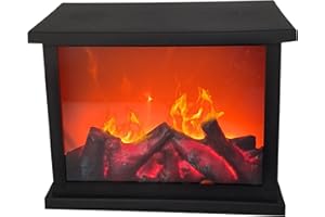 CurcKua Fireplace Lantern 10.9x5.8x8.4 inch Flameless LED Fireplace Battery Operated ＆ USB Desktop Fireplace Simulation Portable Mini Fireplace Decor with Handle Fake Fireplace for Indoor Outdoor 2