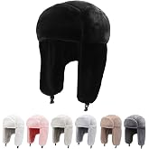 Peicees Winter Hats for Men Womens Fur Hats Russian Ushanka Trapper Hat with Ear Flaps Warmer for Adult