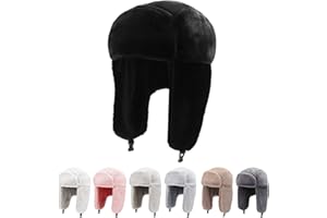 Peicees Winter Hats for Men Womens Fur Hats Russian Ushanka Trapper Hat with Ear Flaps Warmer for Adult