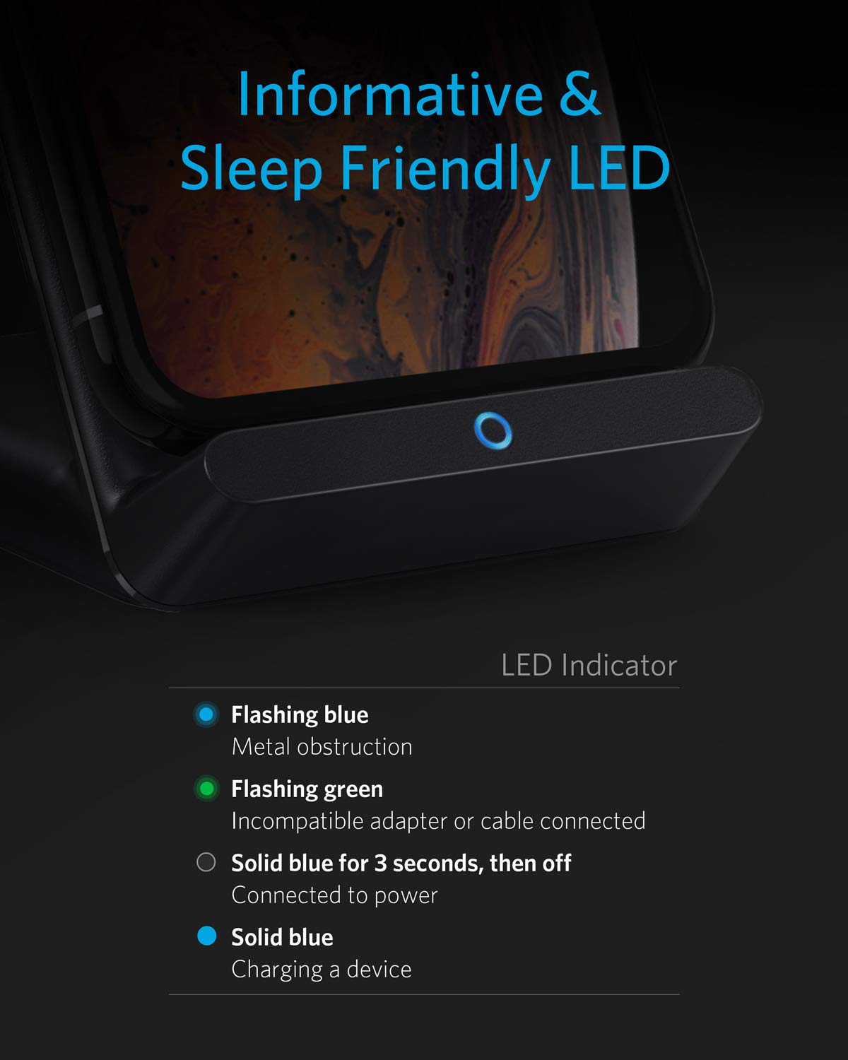 Anker 2 Pack 313 Wireless Charger (Stand), Qi-Certified for iPhone 17/17/17 Pro/17 Pro Max/15/14/13, 10W Fast-Charging Galaxy S23 S22 S21(No AC Adapter)