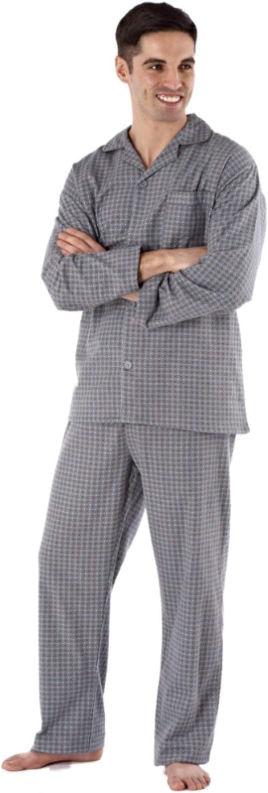 SaneShoppe Mens 100% Brushed Cotton Flannel Pyjama Grey -XXL