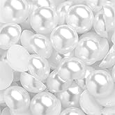 1000PCS 8mm Flatback Pearls for Crafting White, Imitation Half Round Pearl Beads Bulk for Crafts Project, Half Flat Back Pearls for DIY Making Crocs Tumblers Shoes Cups Wedding