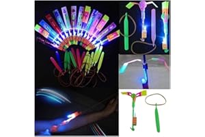LED Light Up Glowing Slingshot Helicopter Flashing Bright Lights