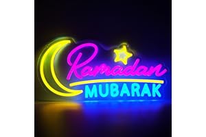 DONEJPEE Ramadan Decorations Neon Sign, Ramadan Decoration for Home Ramadan Mubarak Decor Neon Sign, Ramadan Kareem Sign Islamic Muslim Home Bedroom Decoration