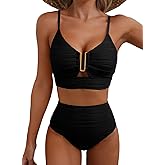 Herseas 2 Piece Bikini Set U-Wire Cutout Popular Swimsuit High Waisted Textured 2026 Summer Beach Swim Bathing Suits