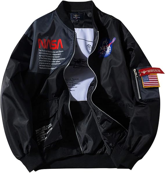 Men's NASA Bomber Jacket MA1 Military Flight Jacket Thin Street Coat