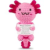 JULEASEL Mini Positive Crochet Axolotl Emotional Support Animals Axolotl Gifts for Teen Girls Funny Gifts for Women Men Xmas Party Decor