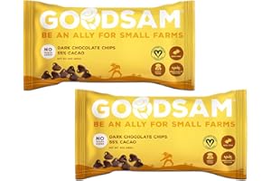 GoodSAM Dark Chocolate Chips 9oz (2 Pack), No Sugar Added, Non GMO, Vegan, Keto, Regenerative Farming, Direct Trade