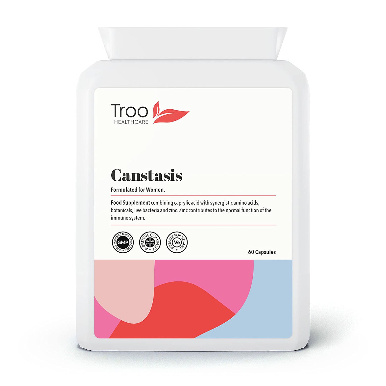 Troo Health Care CANStasis Candida Yeast Balance Supplement 60 Capsules - Formulated for Women to Provide Daily Targeted Microbial, Digestive and Immune Support