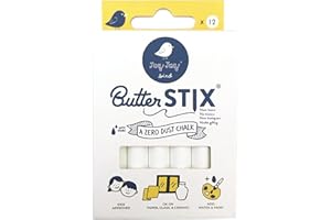 Jaq Jaq Bird ButterStix Chalk - Dust-Free and No Mess White Chalk for Kids - Perfect for Teachers, Classroom Chalkboards, Preschool Educational Activities and Learning - Set of 12