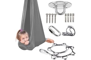 LWOLTSA Therapy Sensory Swing for Kids and Adult (Hardware Included) Adjustable Cuddle Bedroom Hammock Has Calming Effect On Child with Special Needs(Gray Size:59"x110")