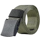 Nylon Belt Outdoor Men's Military Tactical Belt Casual Belt Plastic Automatic Buckle Webbing Belts (Army Green)