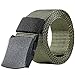 KingMoore Nylon Belt Outdoor Men's Military Tactical Belt Casual Belt Plastic Automatic Buckle Webbing Belts (Army Green)