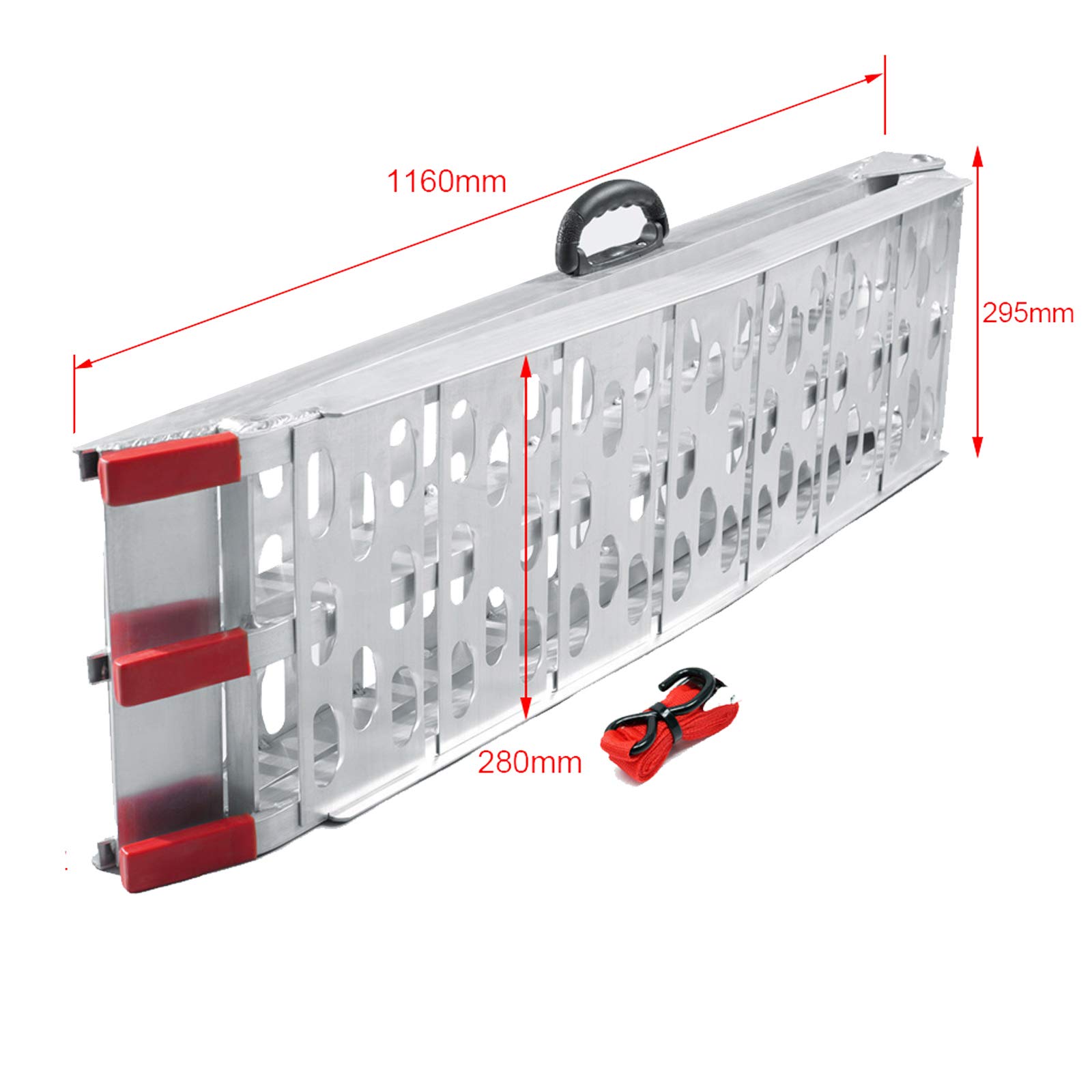 Wiltec Auffahrrampe 226 cm 340 kg für Motorrad ATV Quad, Aluminium Auffahrschiene faltbar, Verladerampe rutschsicher 4
