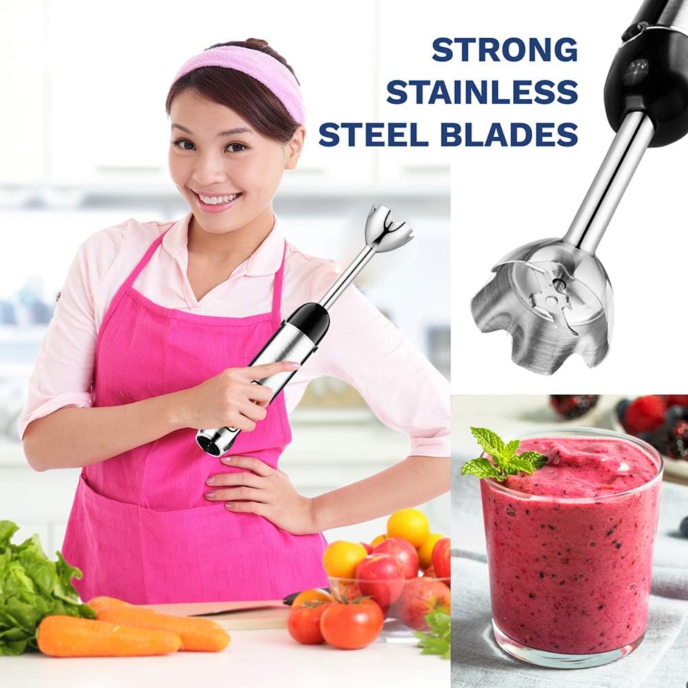 BSTY 2-in-1 Hand Blenders Set 15-Speeds Powerful Immersion Blender with 500-Watt Motor and Turbo Boost Button for Maximum Power, Hand Held Blenders: Kitchen & Dining