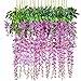 12 Pack 1 Piece 3.6 Feet Artificial Flowers Silk Wisteria Vine Ratta Hanging Flower for Wedding Garden Floral DIY Living Room Office Decor (Purple)