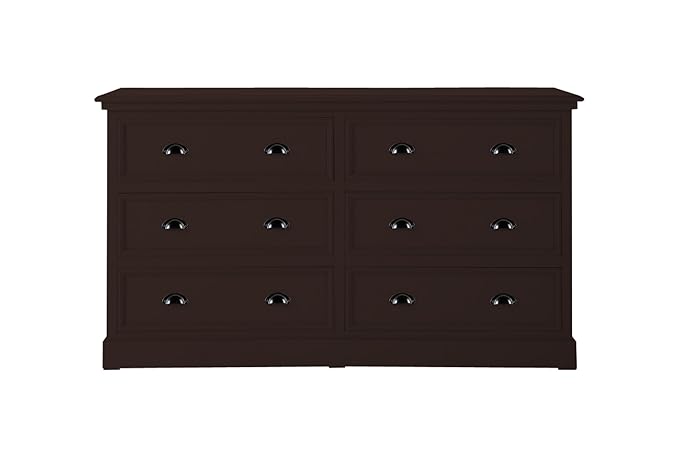 Aprodz Mango Wood Storage Cabinet Marceio Chest of 6 Drawers Furniture for Living Room | Coca Brown