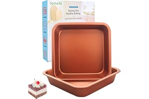 2-Pack 8x8 Inch Orange Square Pan, Nonstick Cake Baking Pan for Cakes Lasagna Brownies, Cornbread Square Baking Pan, 8 Inch B