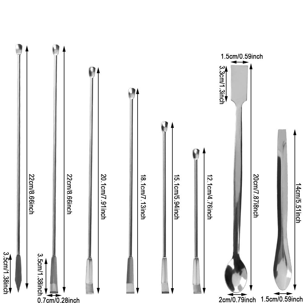 12Pcs Lab Spatula Micro Lab Scoop Stainless Steel Micro Spatula for Powders Gel Cap Filler, 12